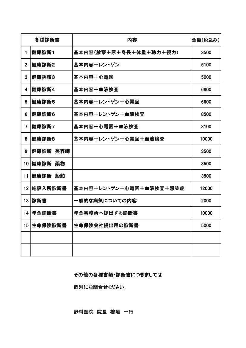 各種診断書2026